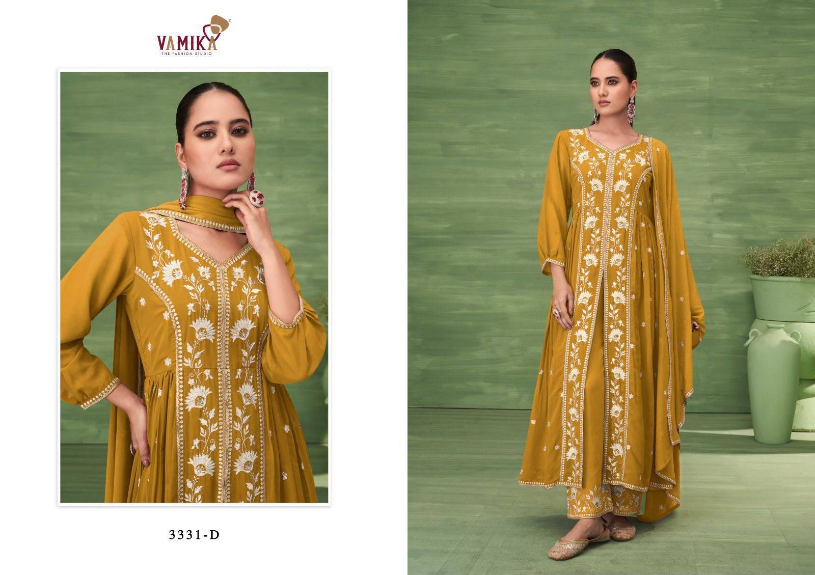 ASHIMA VOL-1 By Vamika 3331A To 3331E Series Beautiful Festive Suits Colorful Stylish Fancy Ethnic Wear Hevy Blooming Embroidery Dresses At Wholesale Price